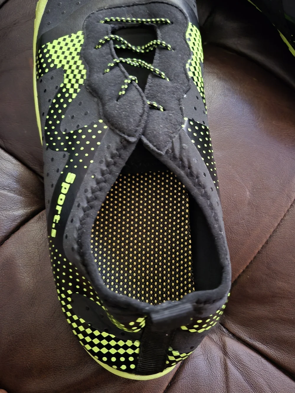 Men's Black & Neon Yellow Boat-Style Sneakers